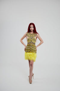 Yellow Feather & Crystal Dress