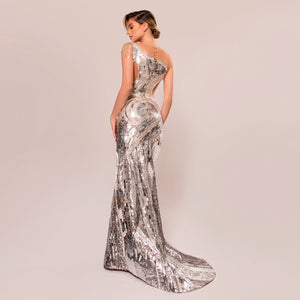 Dress with Embellished Acrylics, Sequins and Crystals